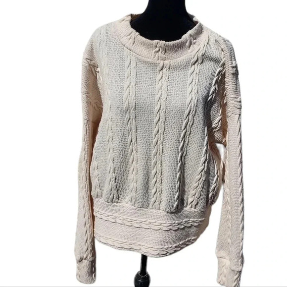 June & Hudson Cable Knit Sweater Cream Colored Size XLarge - Picture 1 of 9